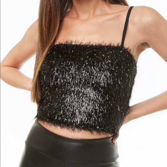 Forever 21 Tops - Y2K Tinsel Cropped Camisole Tank Top